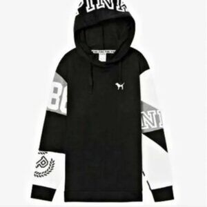 Victorias Secret Pink Black White Grey Color Block Hoodie Large